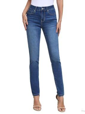 Tall Women's Skinny Jeans Mid-Rise Stretchy Denim Long Inseam Slim Fit